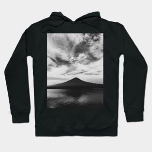 Japan - Lake Kawaguchi With Mount Fuji in Black and White Hoodie